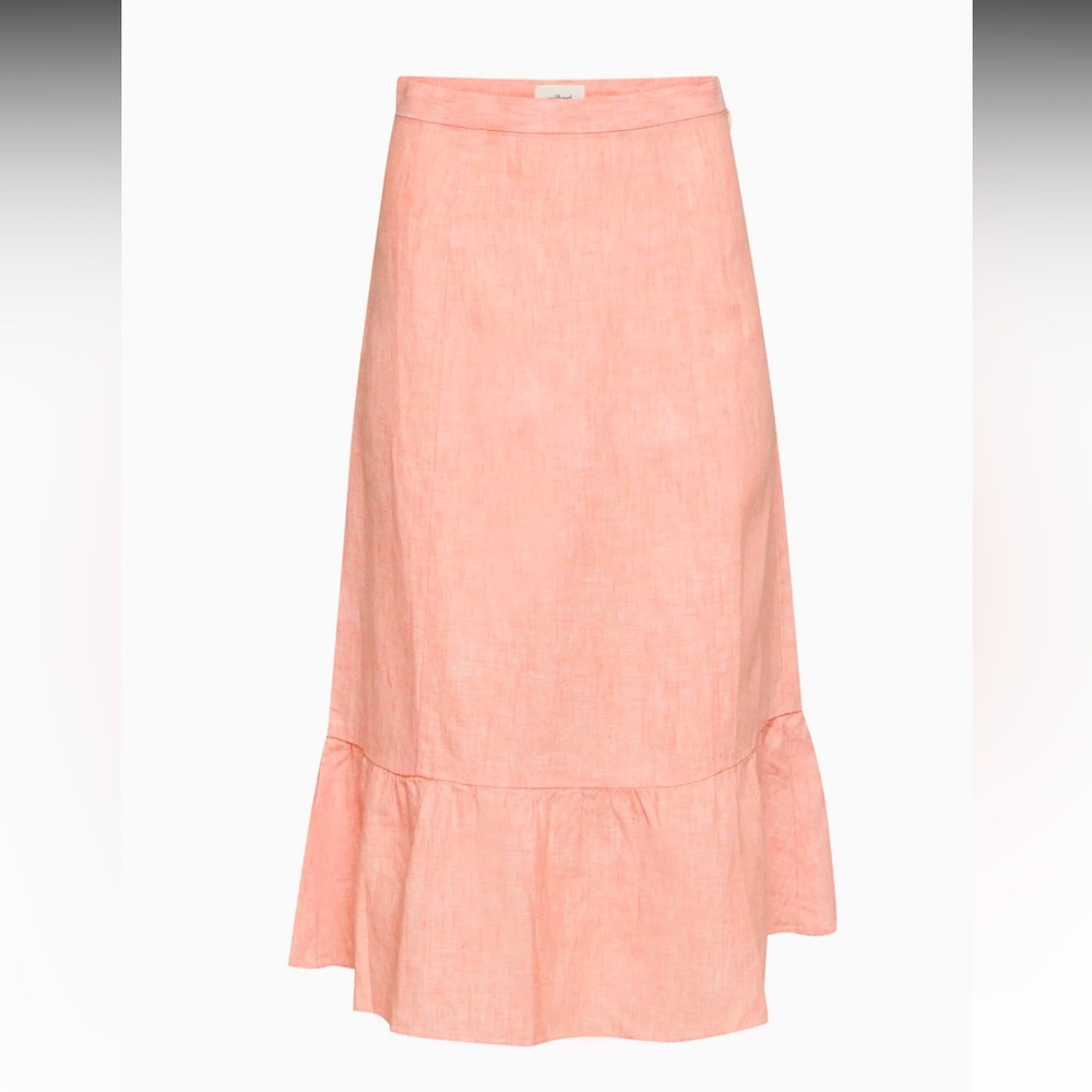 COPY - Aritzia Wilfred 100% linen skirt coral